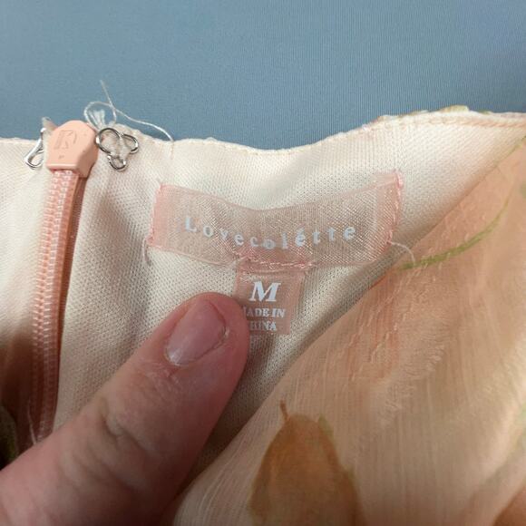 Lovecolette Peach Floral Dress M Feminine Babydoll Soft Coquette Balletcore - Picture 4 of 6